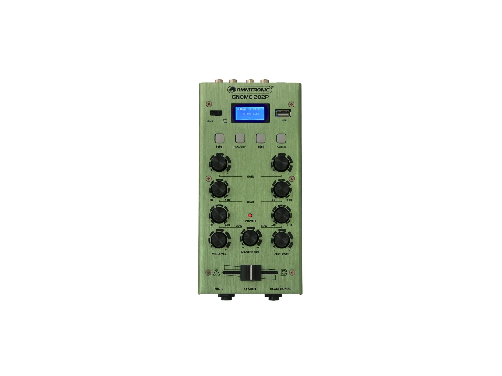 Omnitronic GNOME-202P Green Mini Mezclador Verde con Reproductor USB y Bluetooth GNOME-202P Green