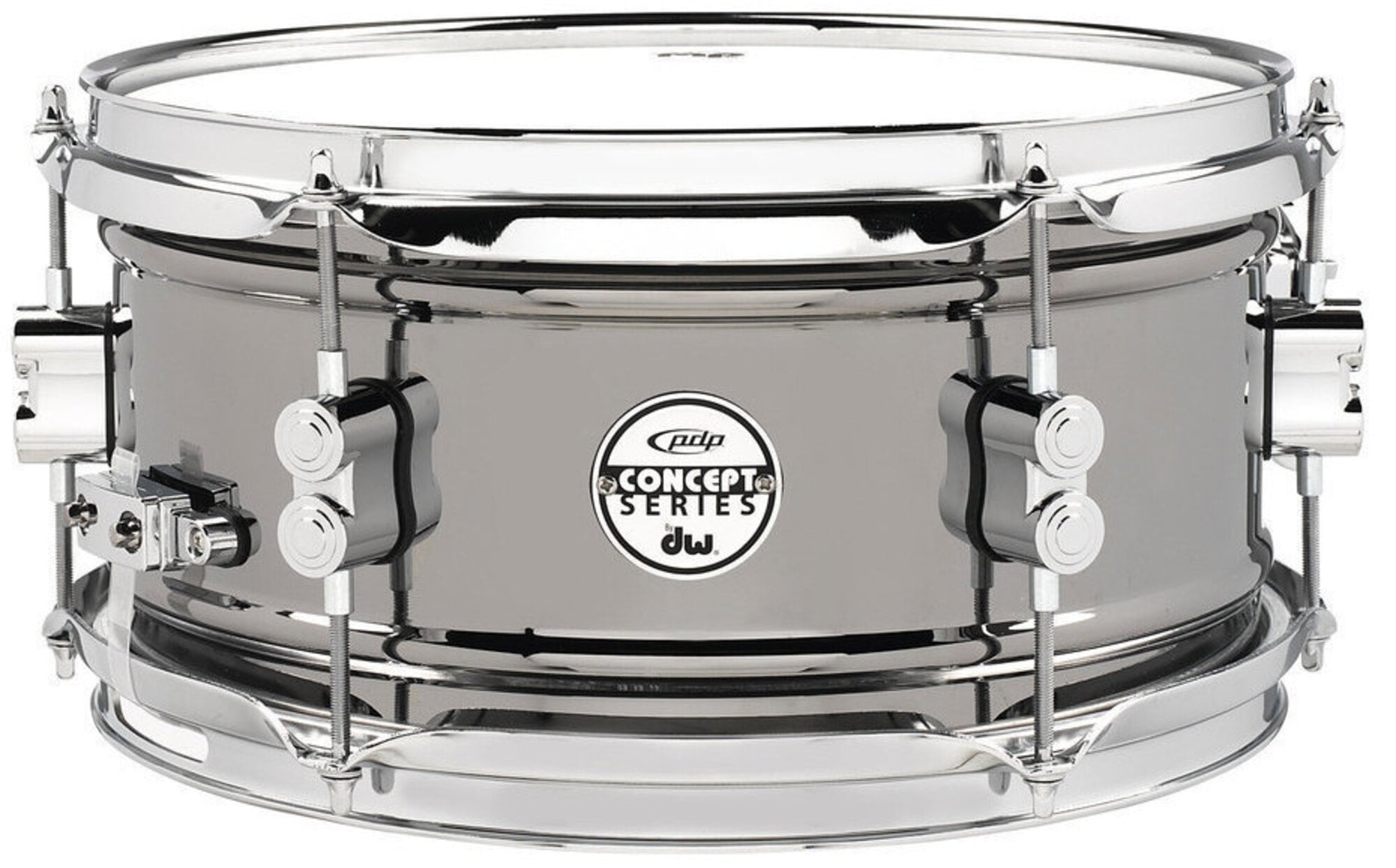 Drum Workshop PDP Caja Black Nickel Over Steel de 12x6 Pulgadas Caja Over Steel de 12x6 Pulgadas
