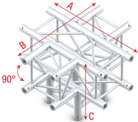 Showtec FQ30024HD Cross + Down 5-way Heavy Duty Pro-30 Square F Truss FQ30024HD