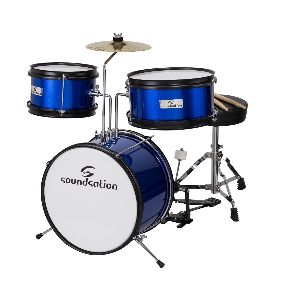 Soundsation JDK313-MB Batería completa para niños, 3 cascos en azul metalizado JDK313-MB