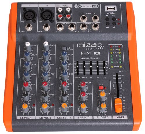 Ibiza Sound Mx 401 Mesa de Mezclas de 4 Canales Extra Compacta Mx 401