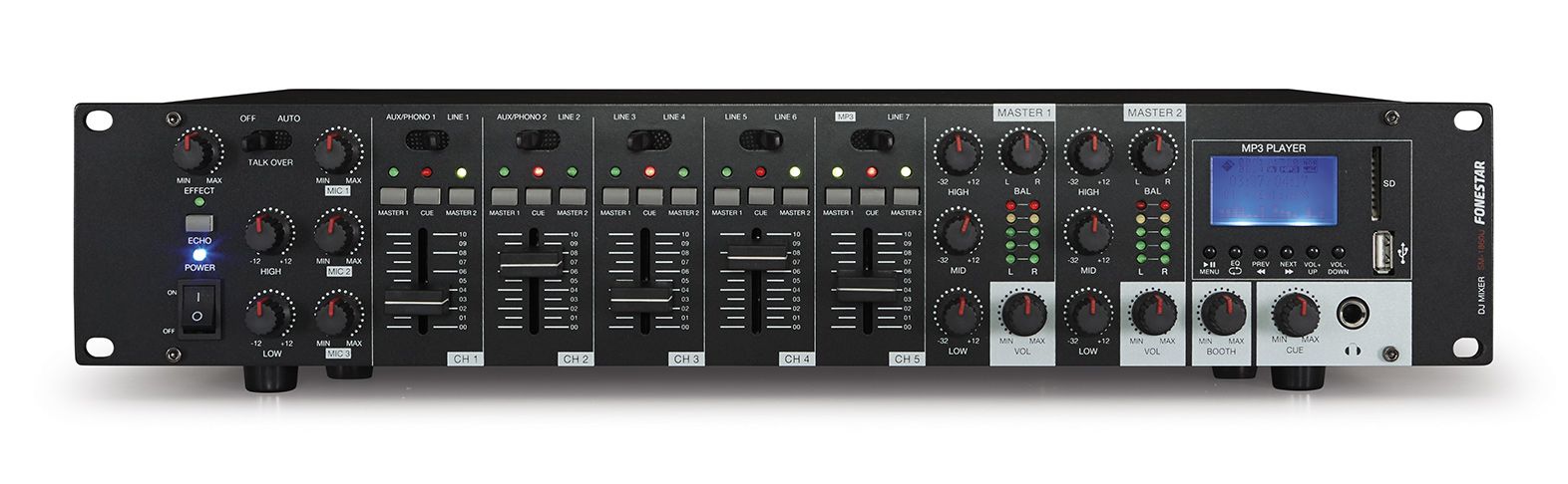 Fonestar SM-1860U Mezclador en rack con USB SM-1860U