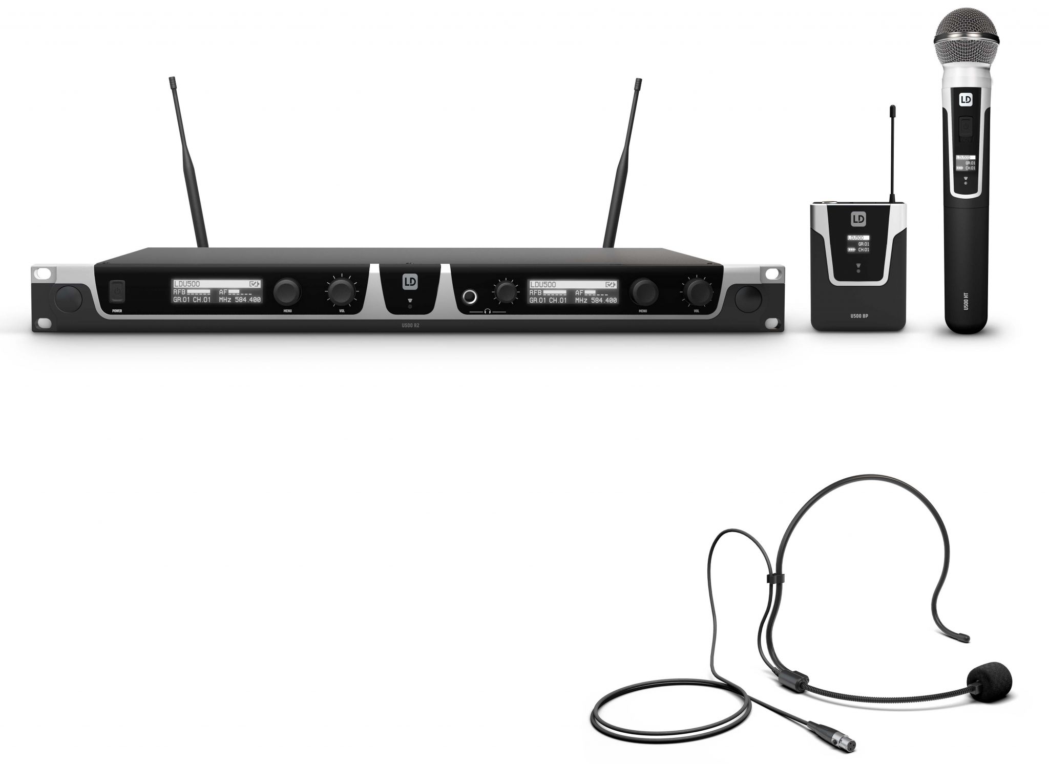 LD Systems U506 HBH 2 Micrófono inalámbrico UHF Diversity Con Micro de Mano y Diadema 655–679 MHz U506 HBH 2