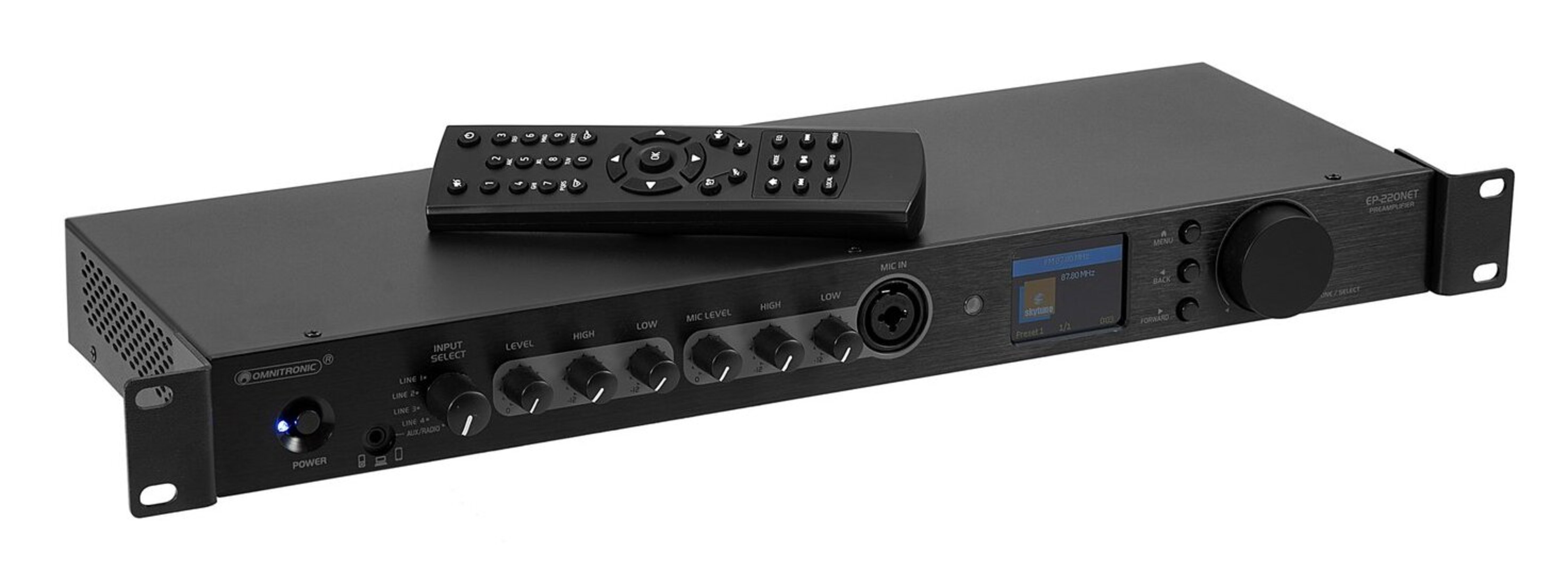 Omnitronic EP-220NET Preamplificador con Radio por Internet, DAB+ y Bluetooth EP-220NET Preamplificador con Radio
