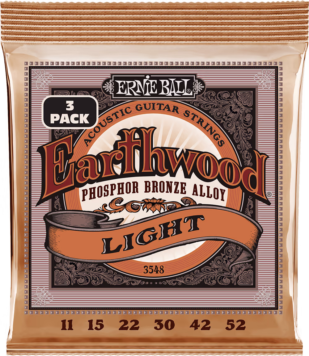 ERNIE BALL Juego Acústica Earthwood 92/8 Phosphor Bz. Light 11-52 Tripack (3) EB3548