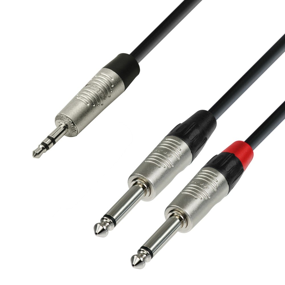Adam Hall K4 YWPP 0600 Cable de Audio REAN de Minijack 3,5 mm estéreo a 2 Jacks 6,3 mm mono 6 m K4 YWPP 0600