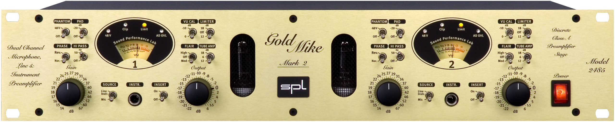 SPL Gold mike MK2 Preamplificador de micrófono de 2 canales Goldmike MK2