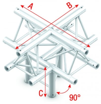 Showtec PT30052 Cross + down 5-way, apex up - Pro-30 Triangle P Truss PT30052