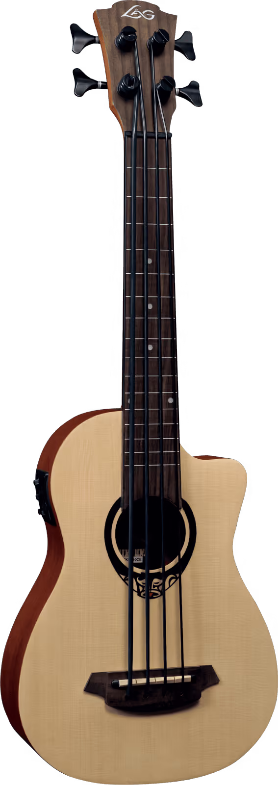 LAG GLUTKB150FCE Ukelele Tiki Uku Mini Bass Cutaway Eletroacustico GLUTKB150FCE