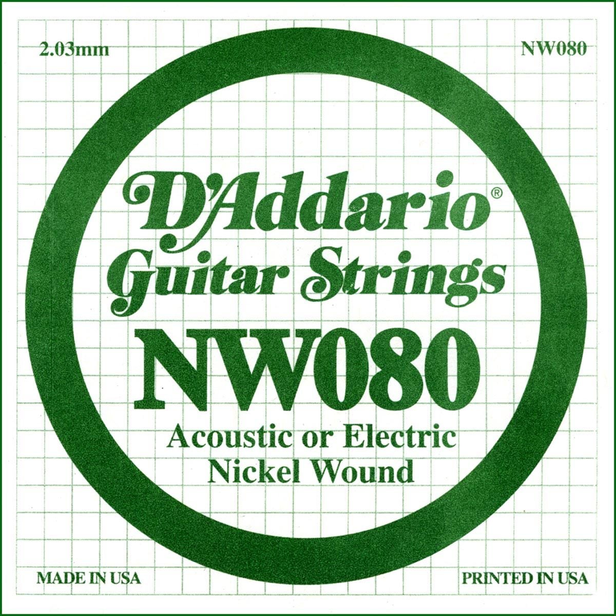 D´addario NW080 Cuerda Suelta para Guitarra Eléctrica NW080