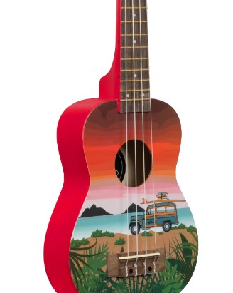 Kala Ukasurf Ukelele Soprano Serie Ukadelic Graphic Top Surf UKASURF