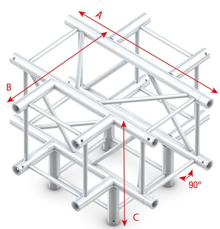 Showtec FQ40024HD Cross + Down 5-way Heavy Duty Pro-40 Square F Truss FQ40024HD