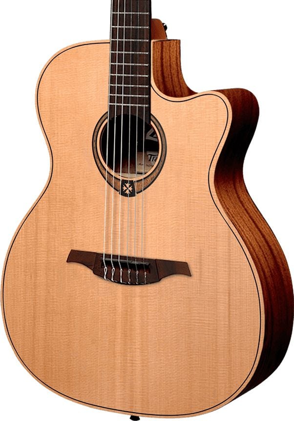LAG TN170ASCE Guitarra Clásica Electrificada Nylon Auditorium Slim Cutaway Red Cedar - Khaya TN170ASCE