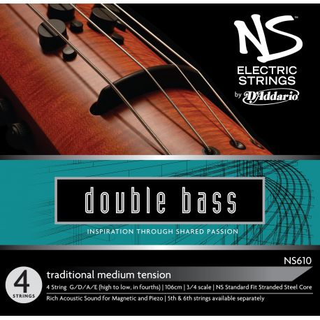 Dddario NS610 Juego de 4 cuerdas para contrabajo eléctrico NS610 Electric Traditional Med