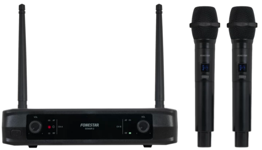Fonestar SONAIR-2M Micrófono inalámbrico doble de mano UHF, frecuencia fija SONAIR-2M