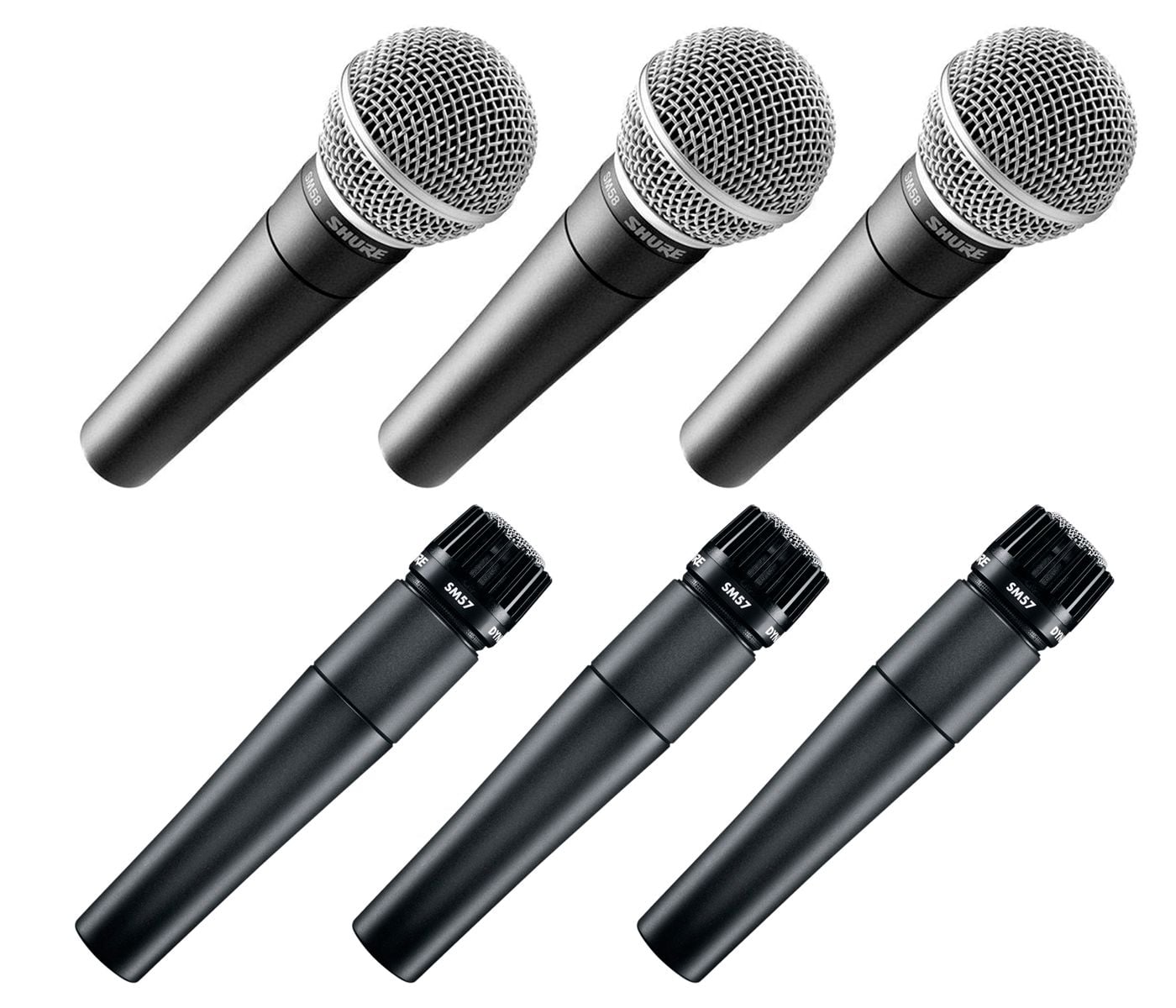 Pack 3 x Shure SM58 + Pack 3 x Shure SM57 Pack 3 x Shure SM58 + Pack 3 x Shure SM57