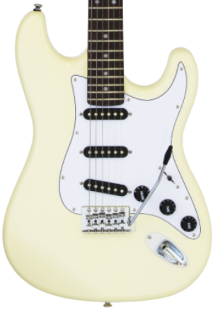 Aria STG003SPLVW Guitarra Eléctrica Tipo Stratocaster Blanca Vintage STG003SPLVW