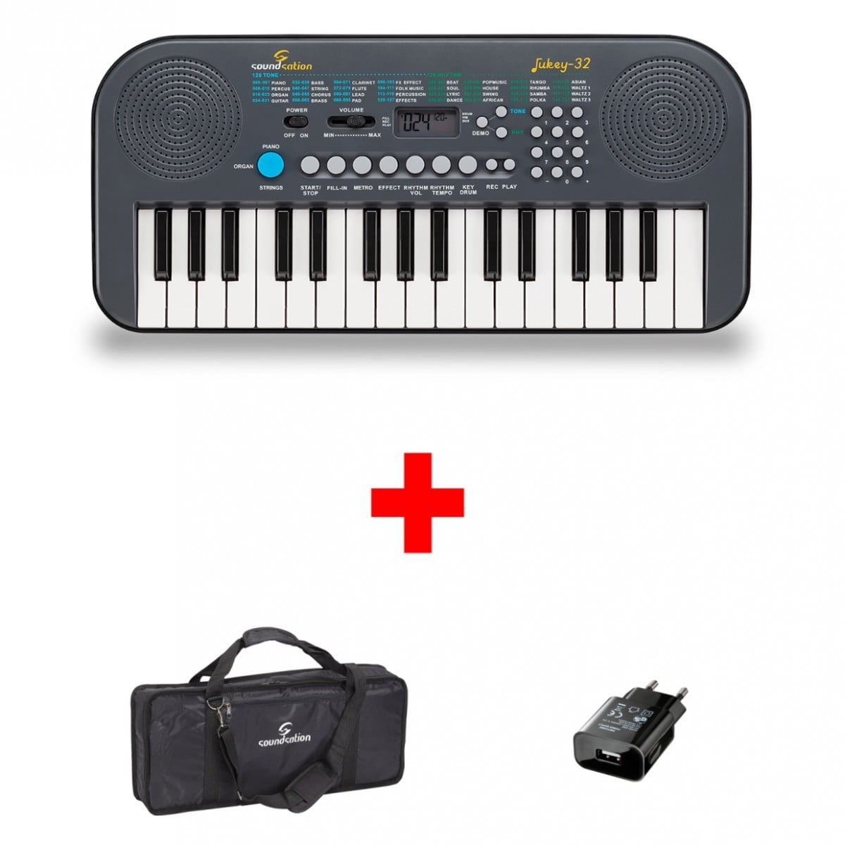 Soundsation JUKEY32-BUNDLE TECLADO MINI DE 32 TECLAS CON BOLSA Y FUENTE DE ALIMEN JUKEY32-BUNDLE