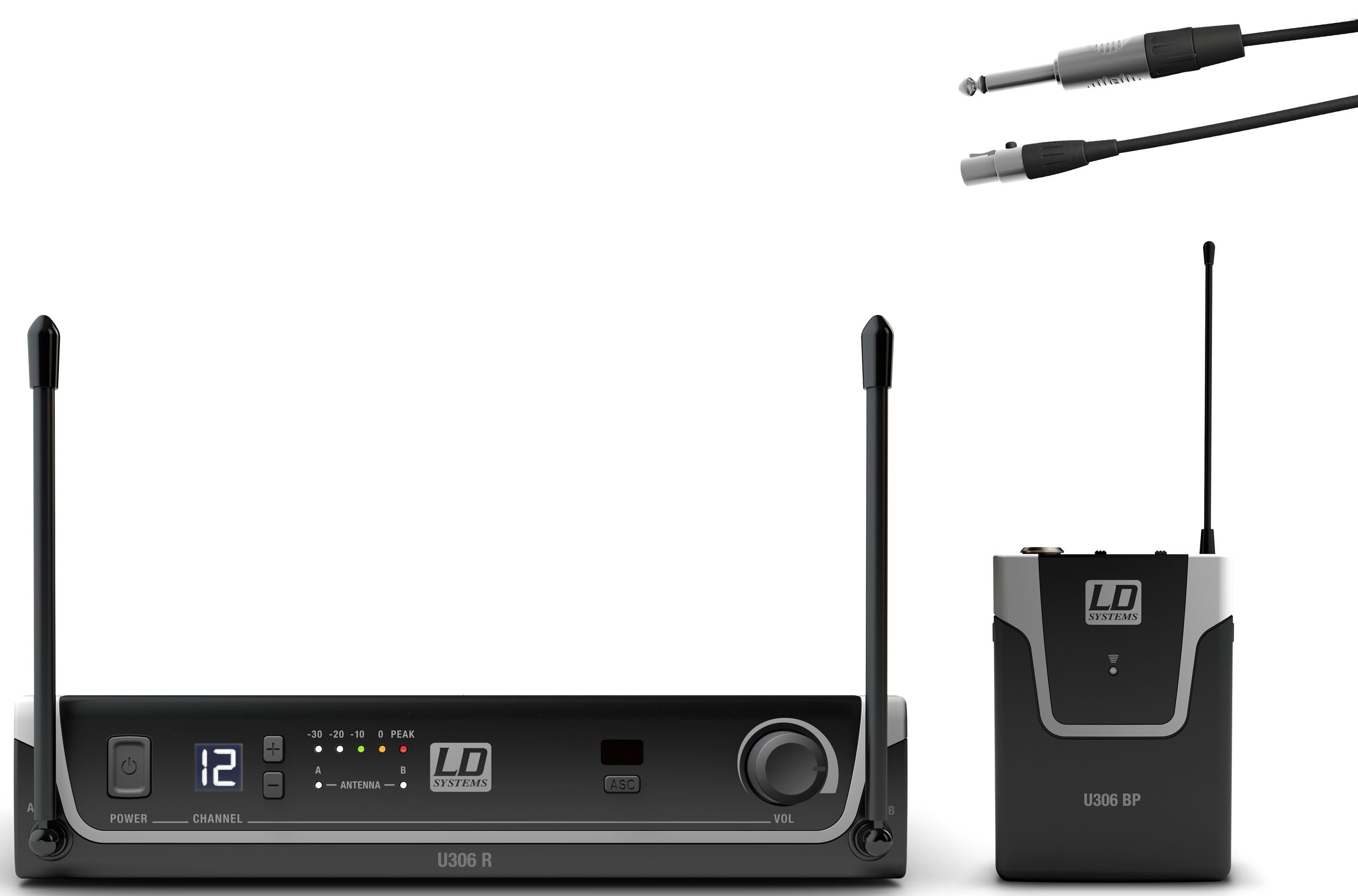 LD Systems U306 BPG Sistema inalámbrico UHF con Petaca y Cable de Guitarra U306 BPG
