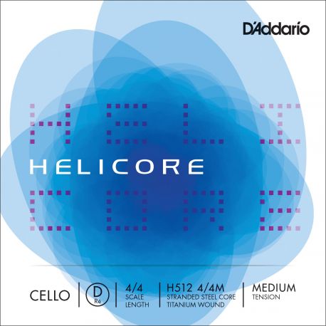D´addario H512 Cuerda Helicore para violonchelo Re (D), 4/4 tensión media H512-4/4M Helicore Cello D