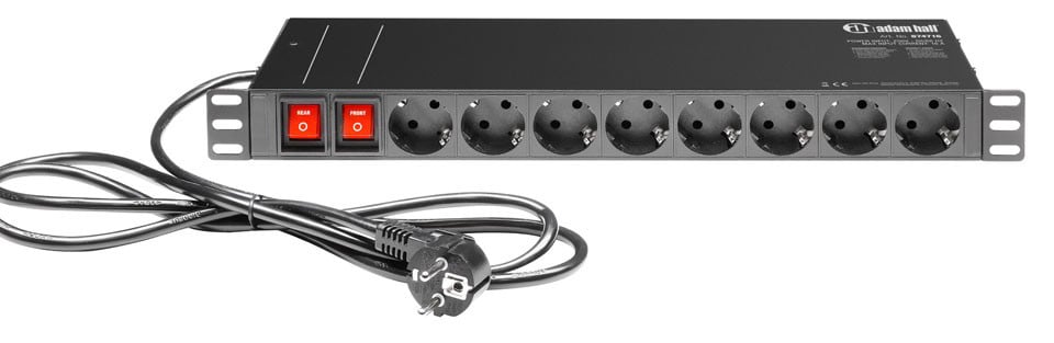 ADAM HALL 874716 Base de enchufes para rack de 19" con 16 tomas 874716