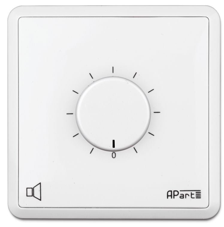 Apart Biamp E-VOL120 Control de volumen Euro, blanco, con relé prioirty de 24V. 100 voltios, 120 vatios E-VOL120