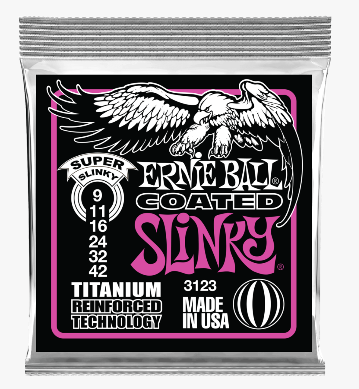Ernie Ball 3123 S.Coated Titanium Power Cuerdas Para Guitarra Eléctrica 9-42 3123