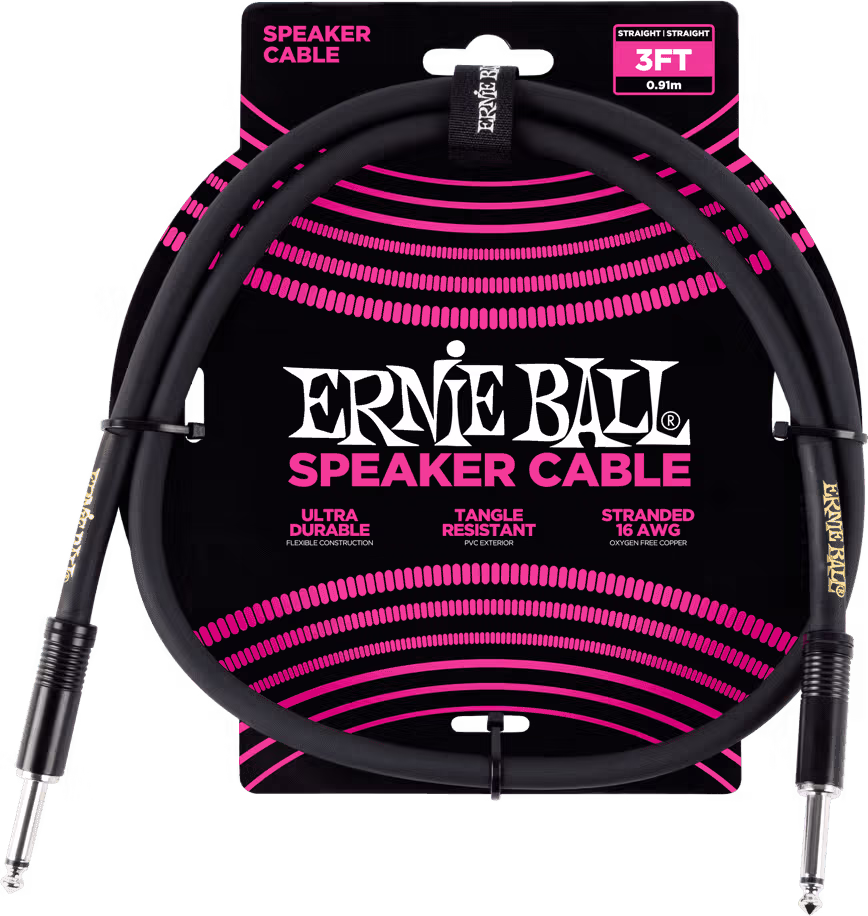 ERNIE BALL Cable Eb Altavoz Jack-Jack Ss 0,91 M - Negro EEB6071