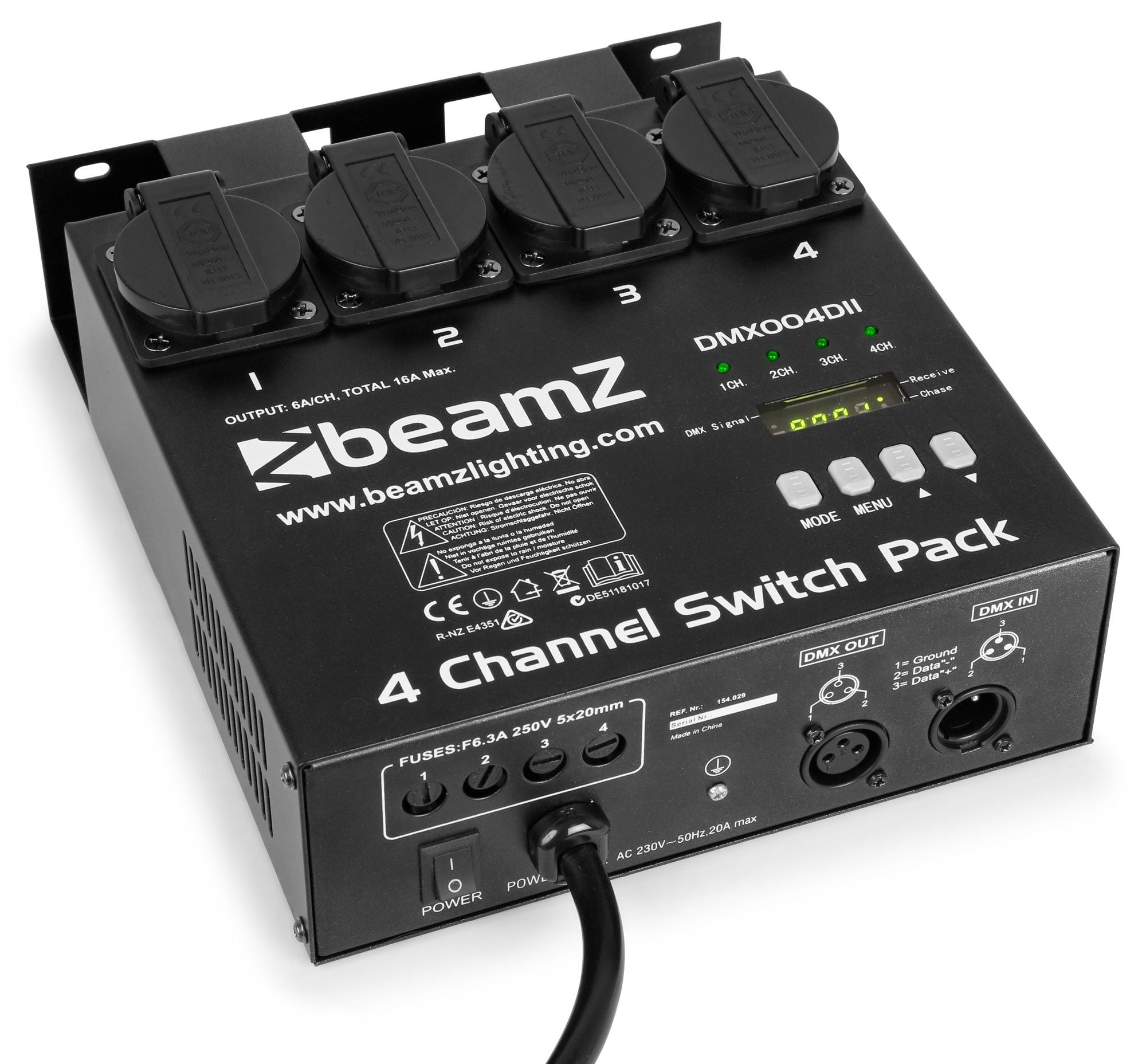 BEAMZ 154029 Panel de interruptores switch DMX512 4 canales DMX512