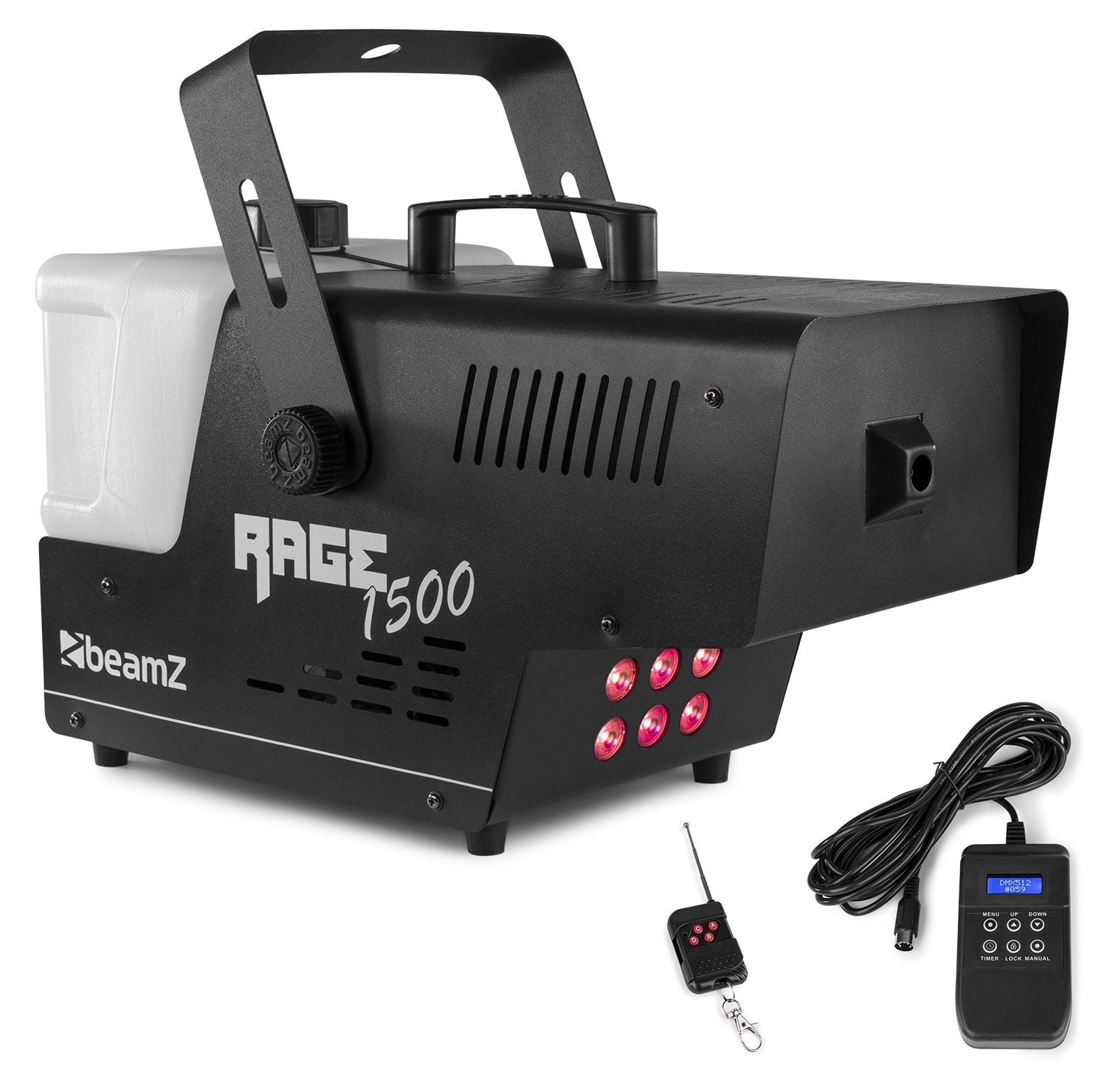 Beamz Rage 1500 LED Maquina de Humo profesional 1500W DMX con iluminación 160715 Rage 1500 LED