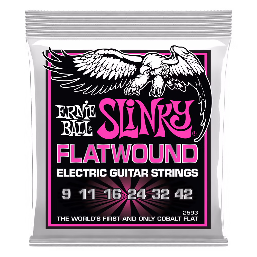 ERNIE BALL Juego Eléctrica Entorchado Plano Slinky Super 9 -42 EB2593