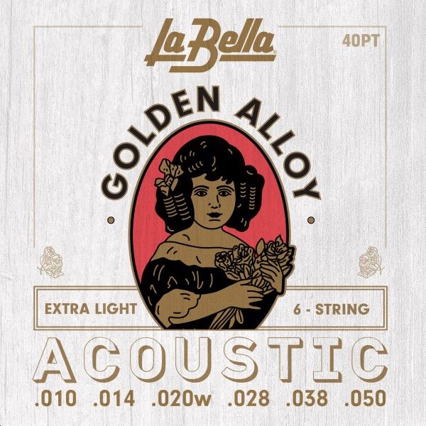 La Bella 40PT Juego De Cuerdas Para Guitarra Acústica EXTRA LIGHT 10-50 40PT