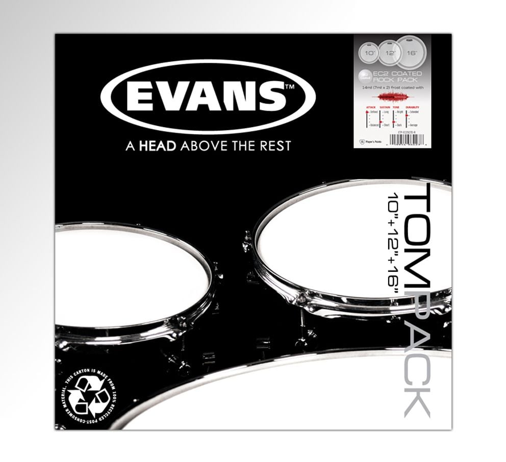 Evans Pack EC2S Coated Rock 10, 12 y 16 ETPEC2SCTDR Pack EC2S Coated Rock 10, 12 y 16
