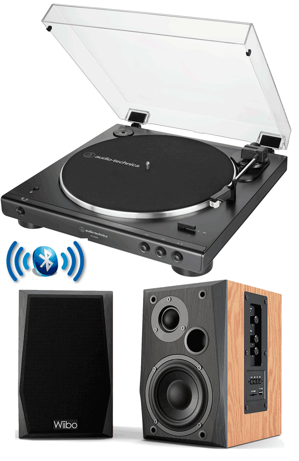 Equipo HiFi Audio Technica LP60XBT Giradiscos Bluetooth + Wiibo NEO 50 Altavoces Activos Bluetooth ATLP60XBT B Neo 50