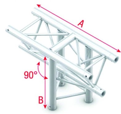 Showtec PT30035 T-Cross ver. 3-way, apex down - 50cm Pro-30 Triangle P Truss PT30035