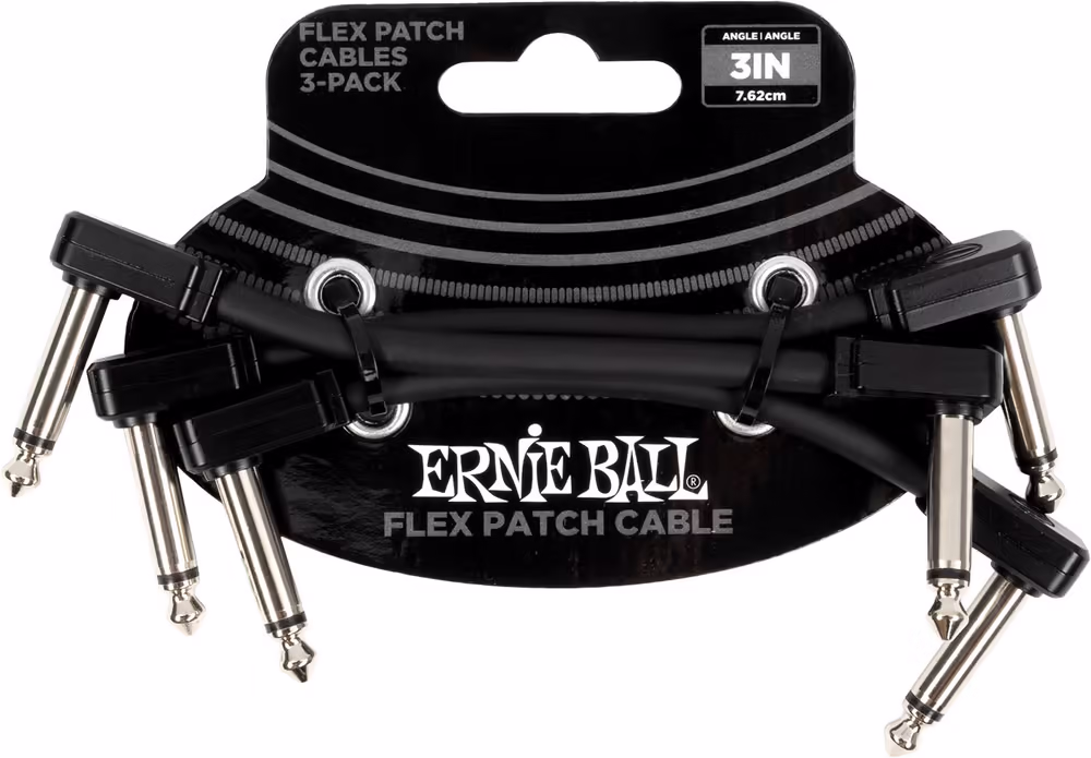 ERNIE BALL Cable Eb Flex Patch 3? Negro - Pack 3 EEB6443