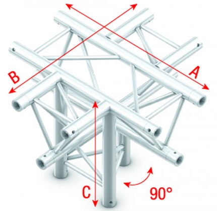 Showtec GT30053 Cross+down 5-way,apexdown 50cm Pro-30 Triangle G Truss GT30053