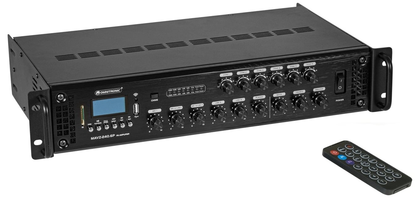 Omnitronic MAVZ-240.6P Amplificador Mezclador PA MAVZ-240.6P