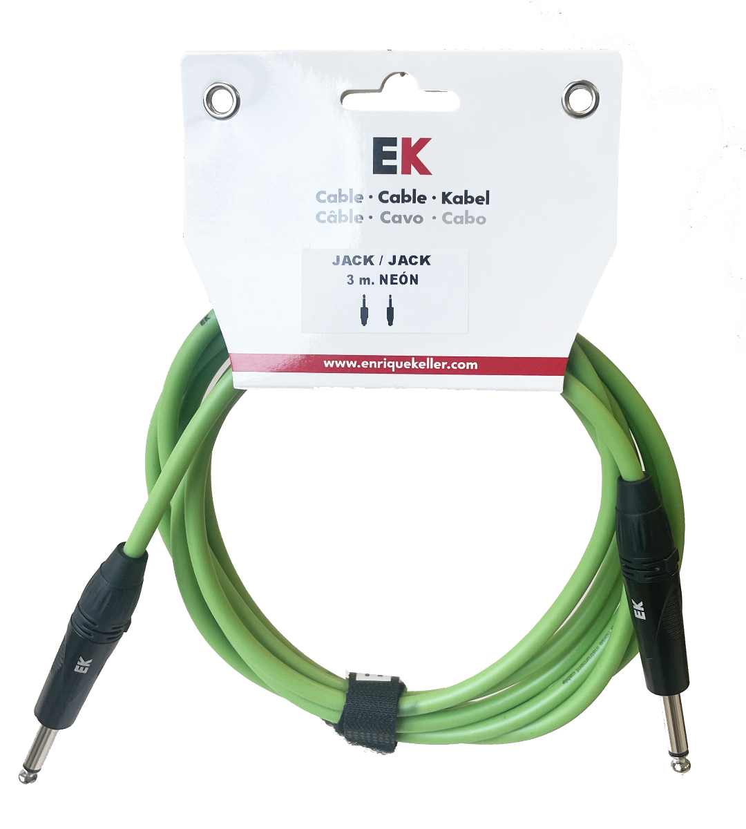 EK Audio Cable Jack-Jack Neón Verde Fluorescente 3M SFJJ0043GRF