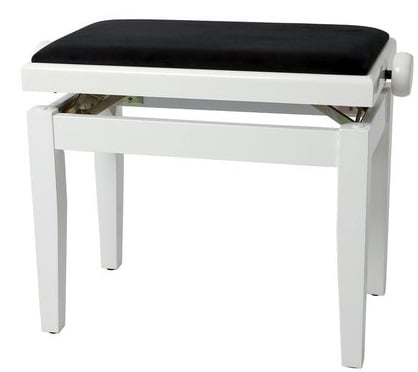 GEWA 130030 Banqueta de Piano Deluxe Blanco brillante Tapizado blanco 130030