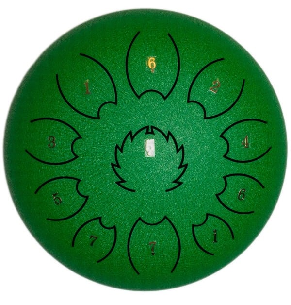 FZONE Steel Tongue Drum F-Zone STD611N Verde (6" 11 notas) FZONE Steel Tongue Drum F-Zone STD611N Verde
