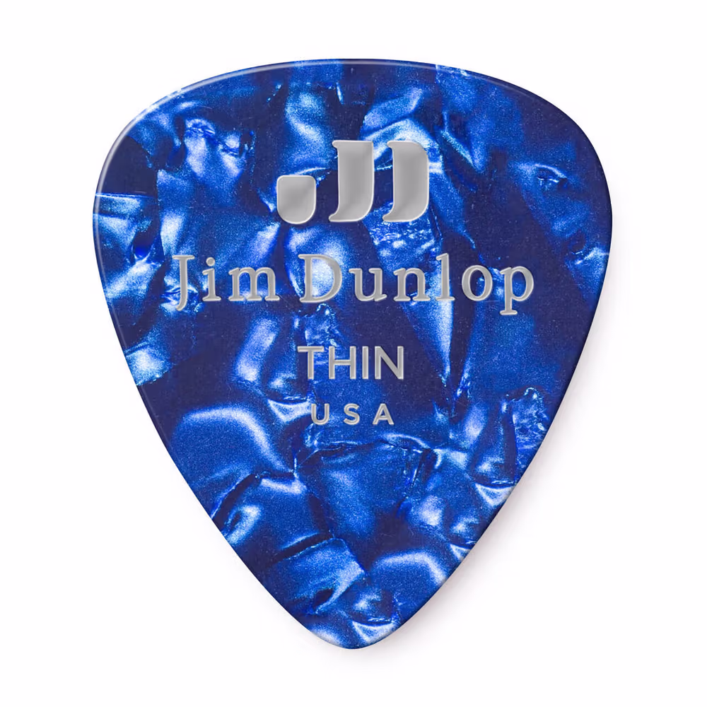 Dunlop Pack 12 Púas Genuine Celluloid Azul Perlado - Thin ADU483P10TH
