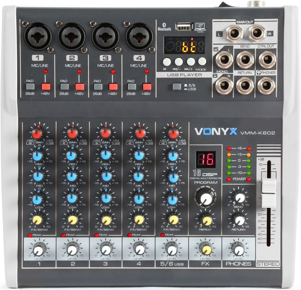 VONYX VMM-K602 Mezclador de directo 6 canales con DSP 172587 VMM-K602