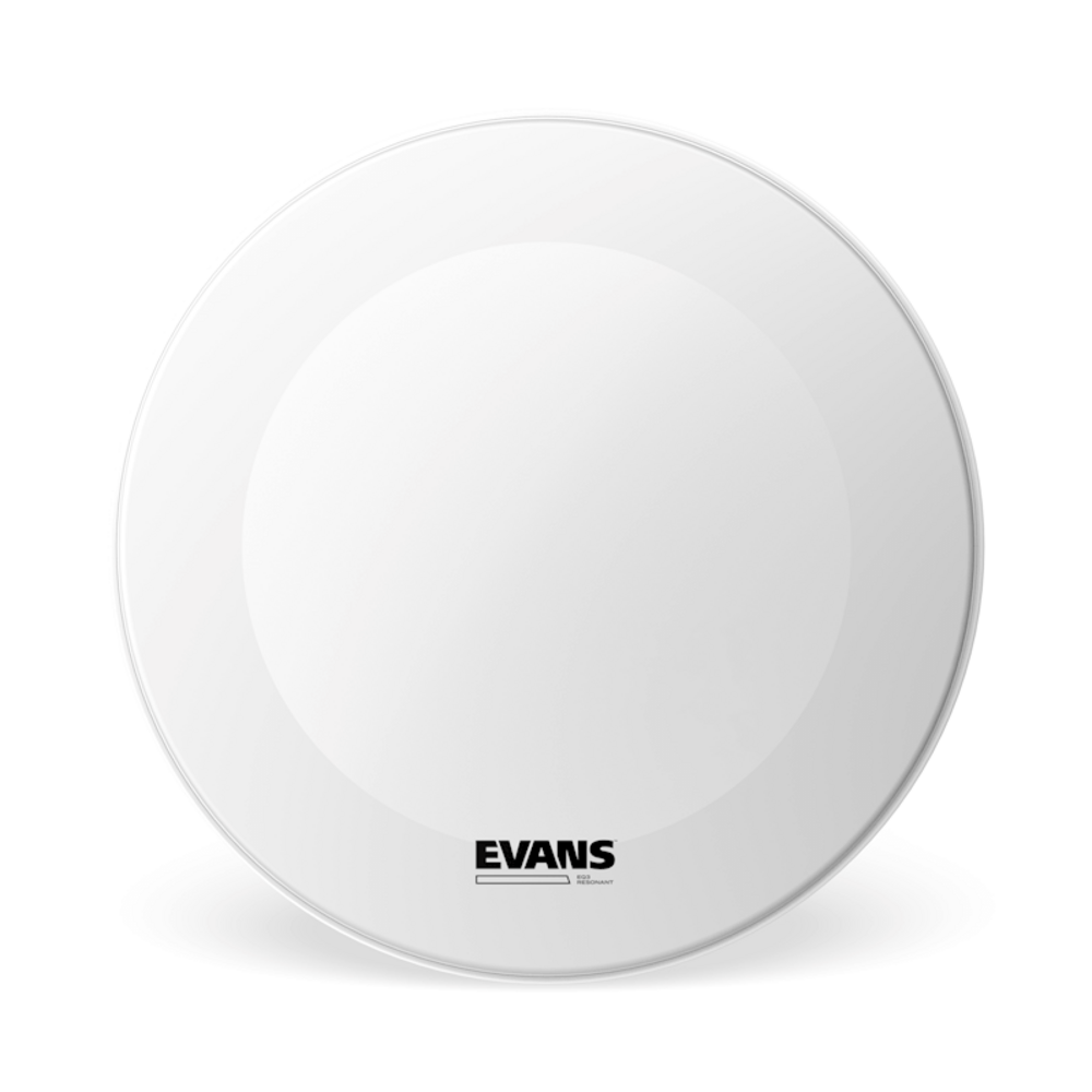 Evans EQ3 Parche de Bombo Revestido Blanco de 18" Sin Puerto EQ3 Parche Blanco de 18" Sin Puerto