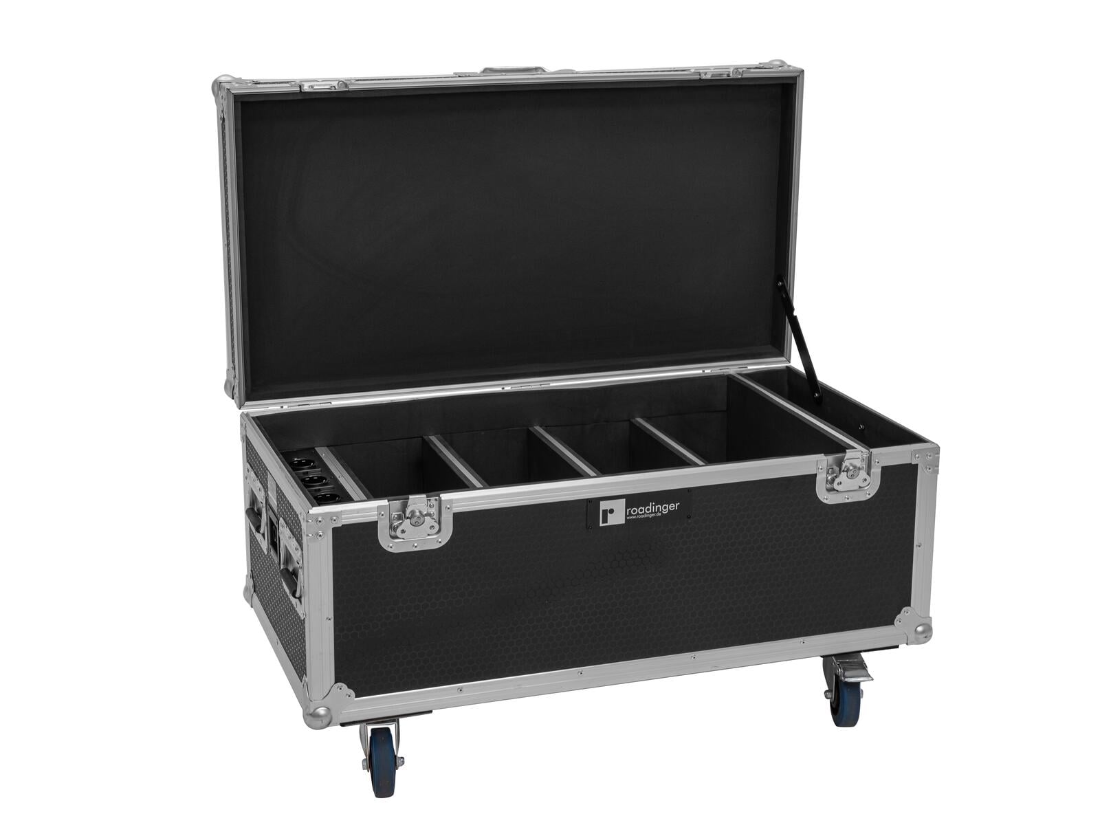 Roadinger 4x AKKU Multiflood IP 8x10W RGBW Wash CRMX Flightcase con función de carga 4x AKKU Multiflood IP 8x10W RGBW Wash CRMX