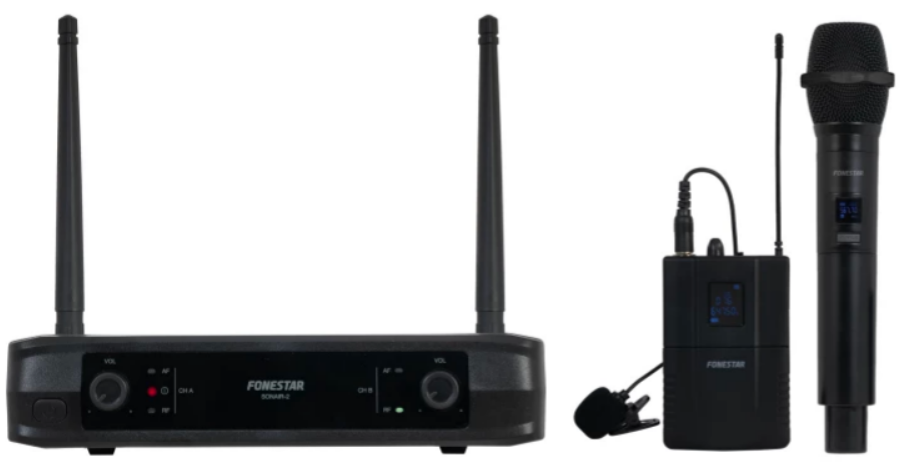 Fonestar SONAIR-2MP Micrófono inalámbrico doble de mano y petaca UHF SONAIR-2MP