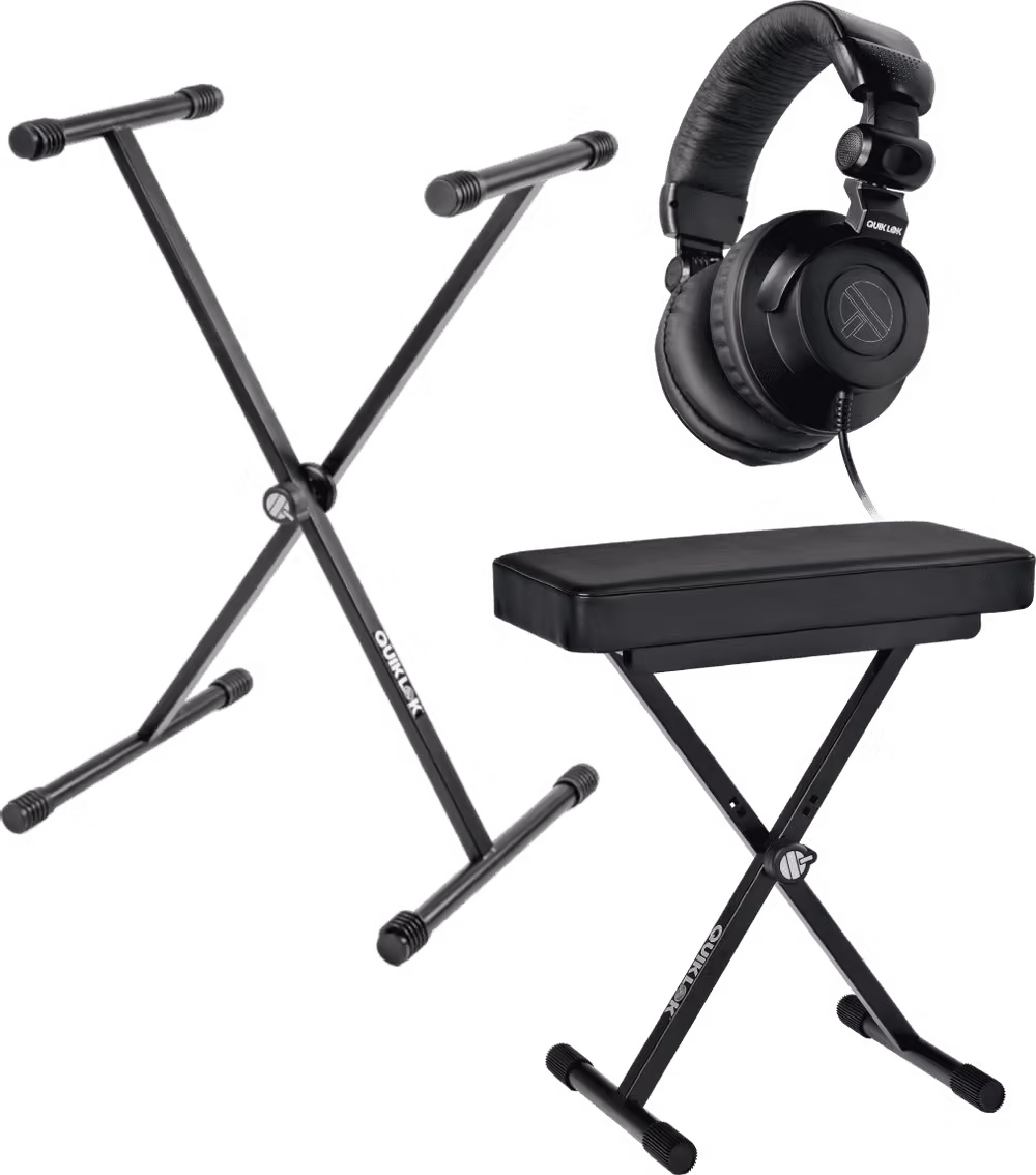 QUIK LOK Bundle Para Teclado - Soporte + Banqueta + Auriculares TQMKEYBUNDLE1