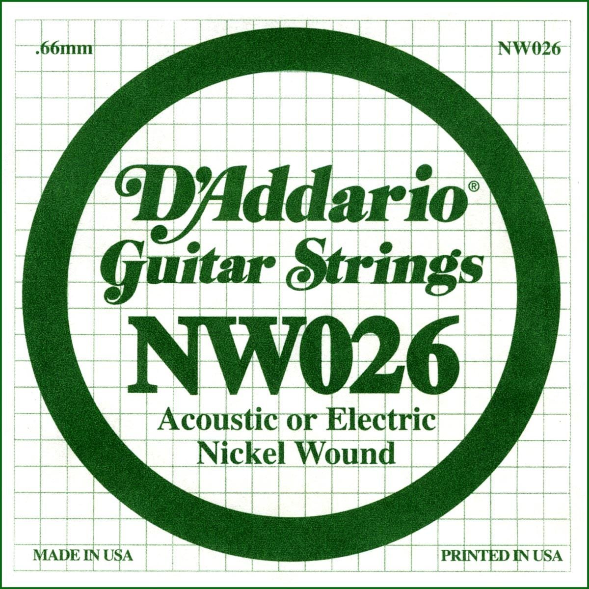 D´addario NW026 Cuerda Suelta para Guitarra Eléctrica NW026