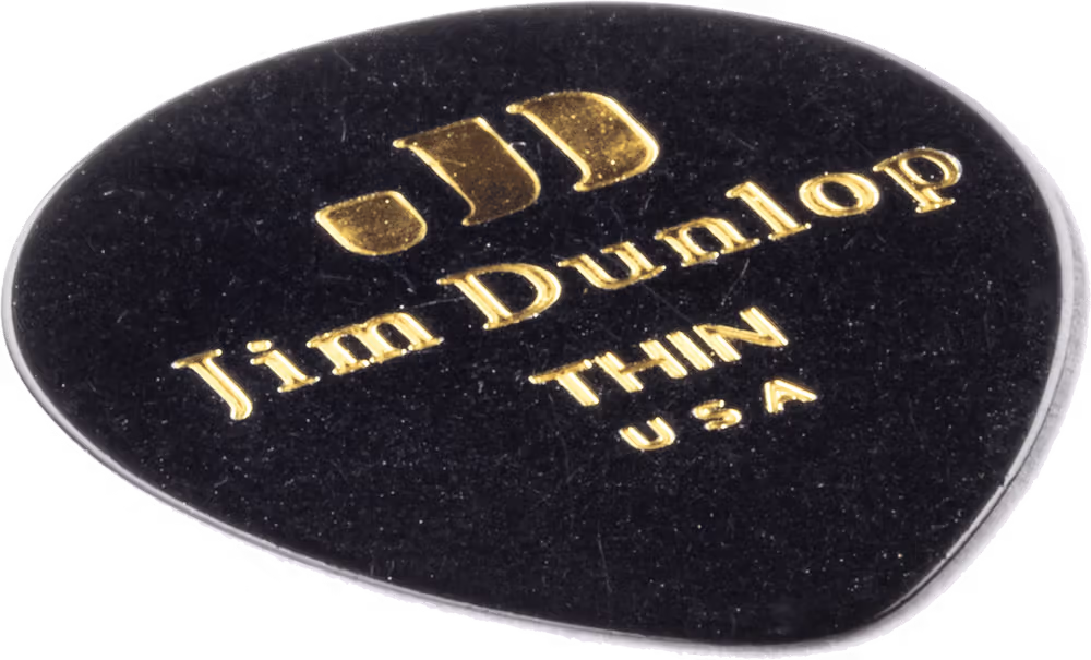 Dunlop Pack 12 Púas Genuine Celluloid Teardrop Negro - Thin ADU485P03TH