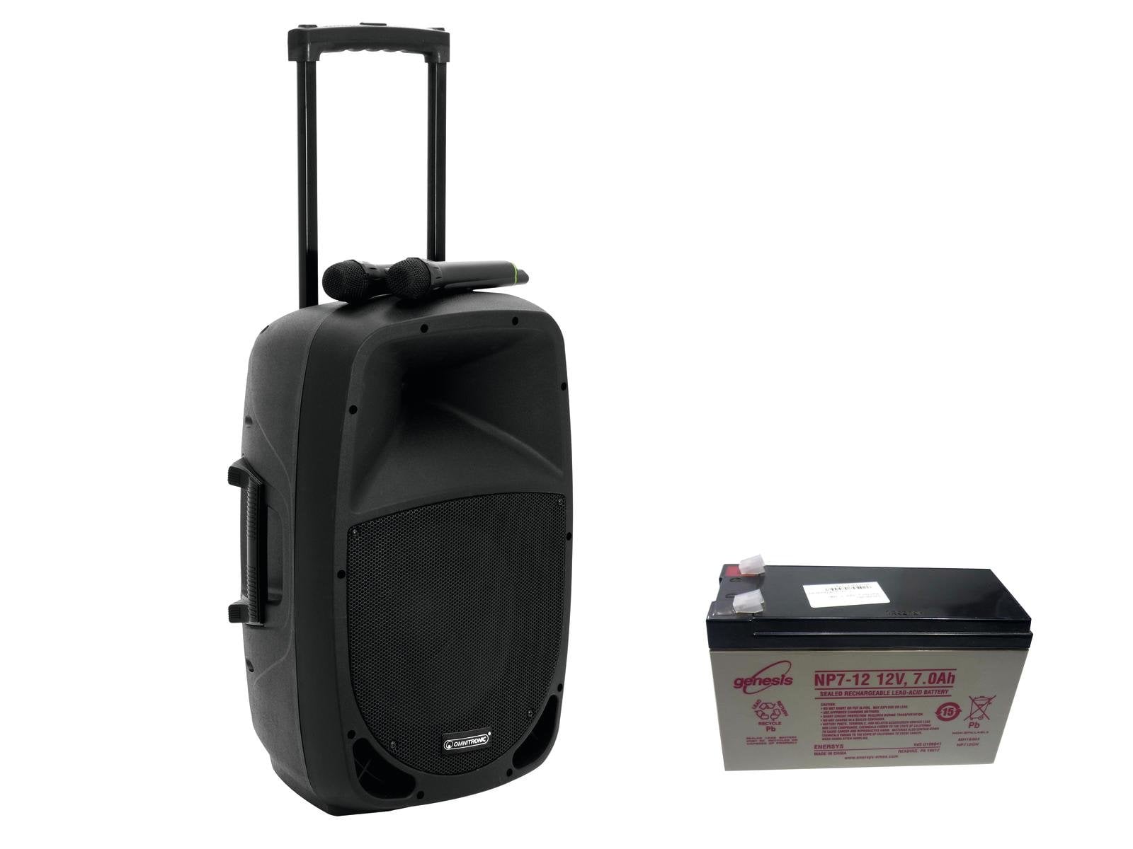 Omnitronic MES-12BT2 Set de Altavoz con Batería de Recambio Set MES-12BT2 + battery